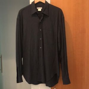 Barneys charcoal grey button down shirt